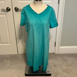 Calvin Klein short sleeve cotton teal dress